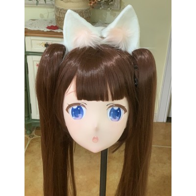 (AL13) Customize Character Female/Girl Resin Half/ Full Head With Lock Cosplay Japanese Anime Game Role Kigurumi Mask